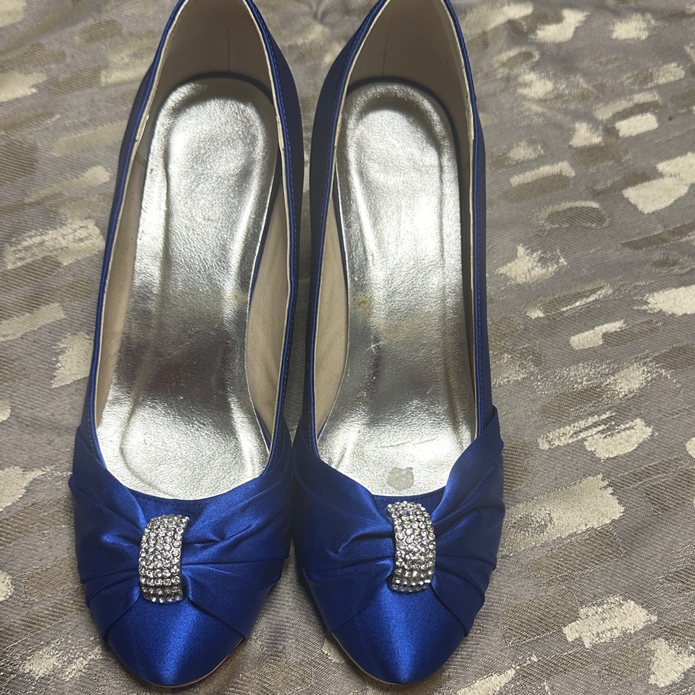 Elegant Blue Satin Women's 2” Heels